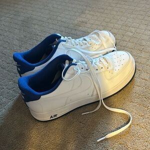 Barely worn blue and white Nike Air Force ones